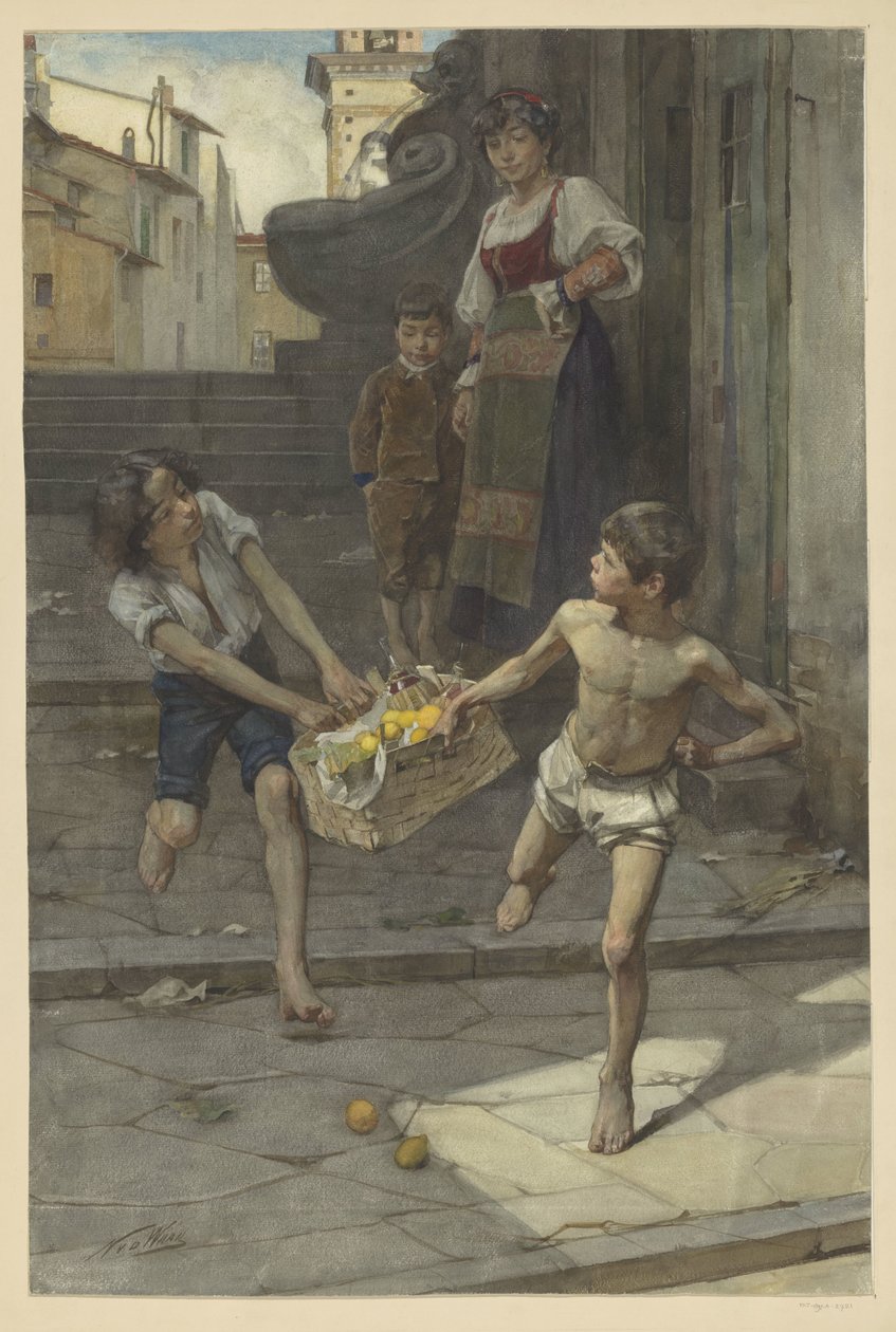 Gadebillede i en italiensk by af Nicolaas van der Waay