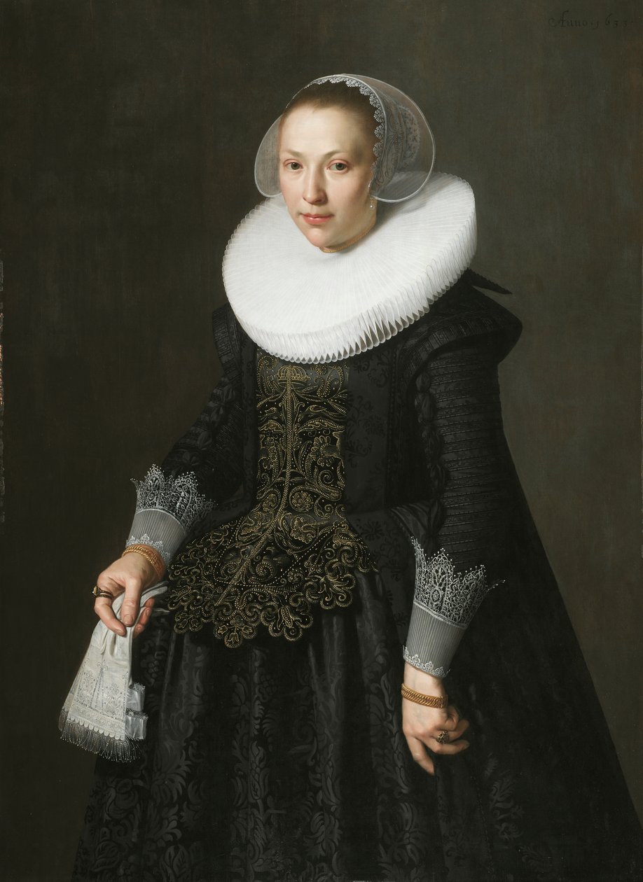 Portræt af en dame, ca. 1630 (olie på egetræspanel) af Nicolaes 1590 1653 Eliasz