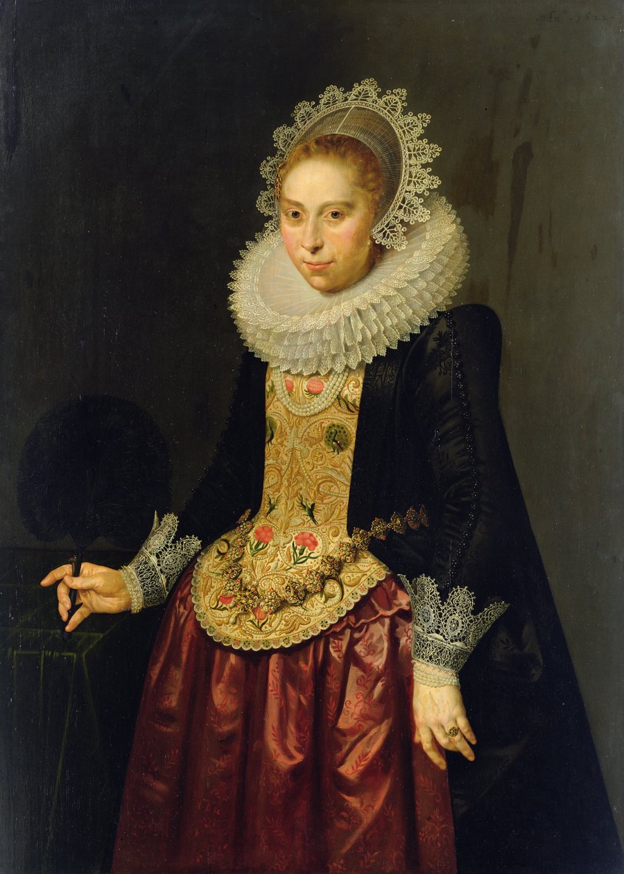 Portræt af en ung dame, 1622 (olie på egetræspanel) af Nicolaes Eliasz
