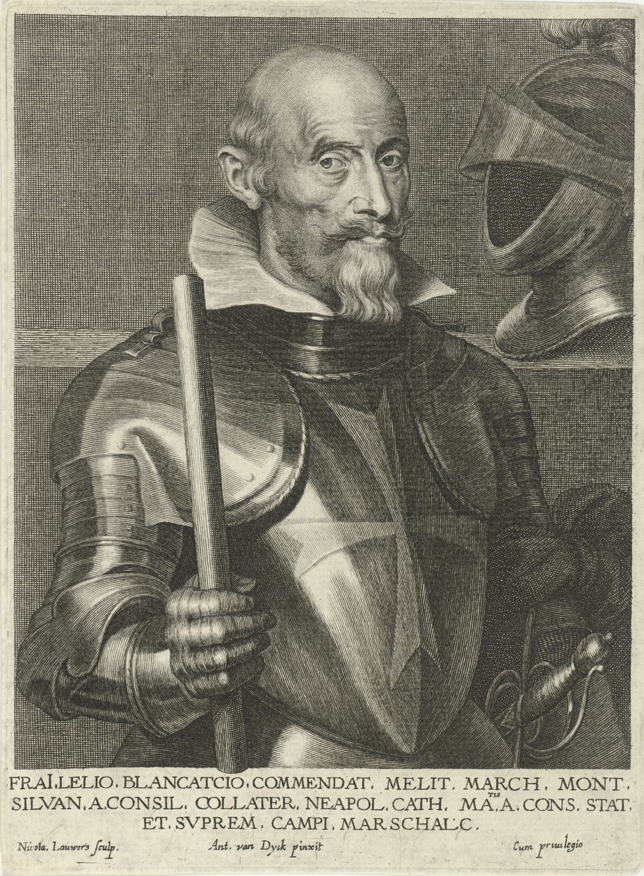 Portræt af Lelio Brancaccio, graveret af Nicolaes Lauwers efter Anthony van Dyck af Nicolaes Lauwers