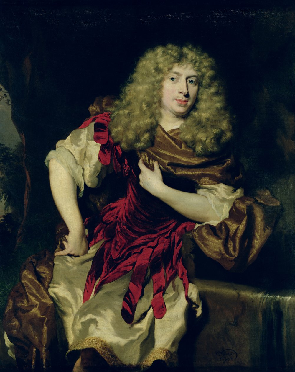 Portræt af en ung mand, 1676 af Nicolaes Maes