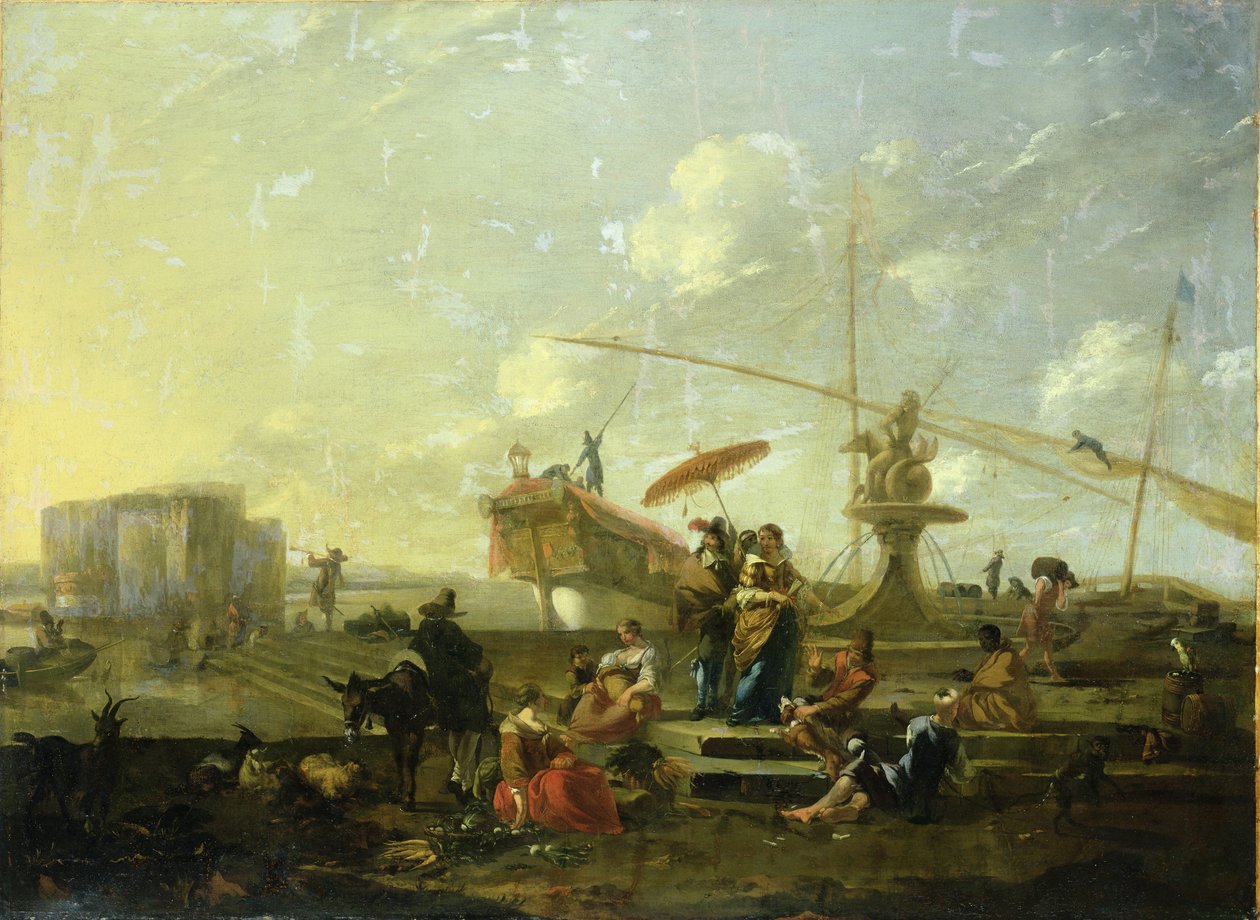 Den gamle havn i Genova af Nicolaes Pietersz. Berchem