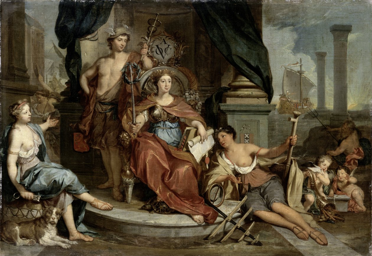 Apotheosis of the Dutch East India Company (Allegory of the Amsterdam Chamber of Commerce of the VOC), 1702-46 af Nicolaes Verkolje