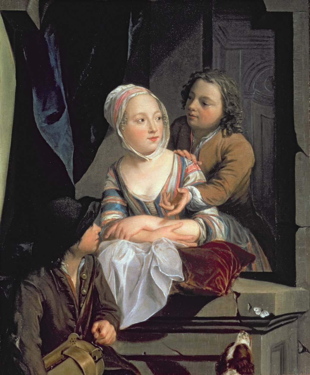 Elskere ved et vindue af Nicolaes Verkolje