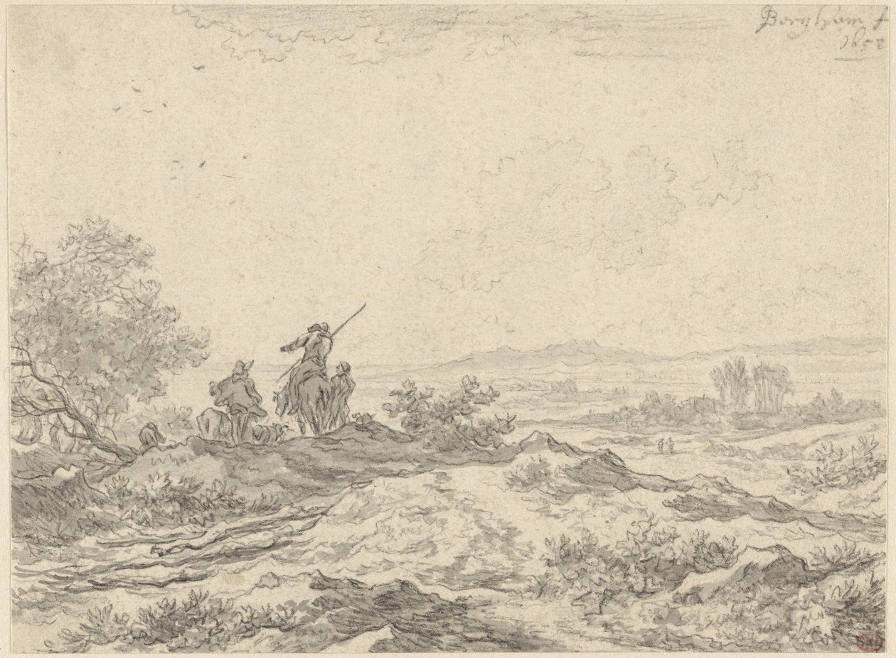 Klitlandskab med fårehyrder af Nicolaes Berchem