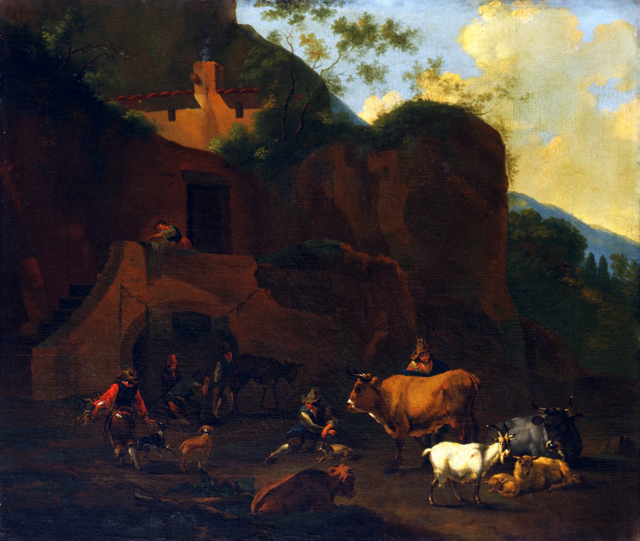 Bønder og kvæg, 1600-tallet af Nicolaes Berchem