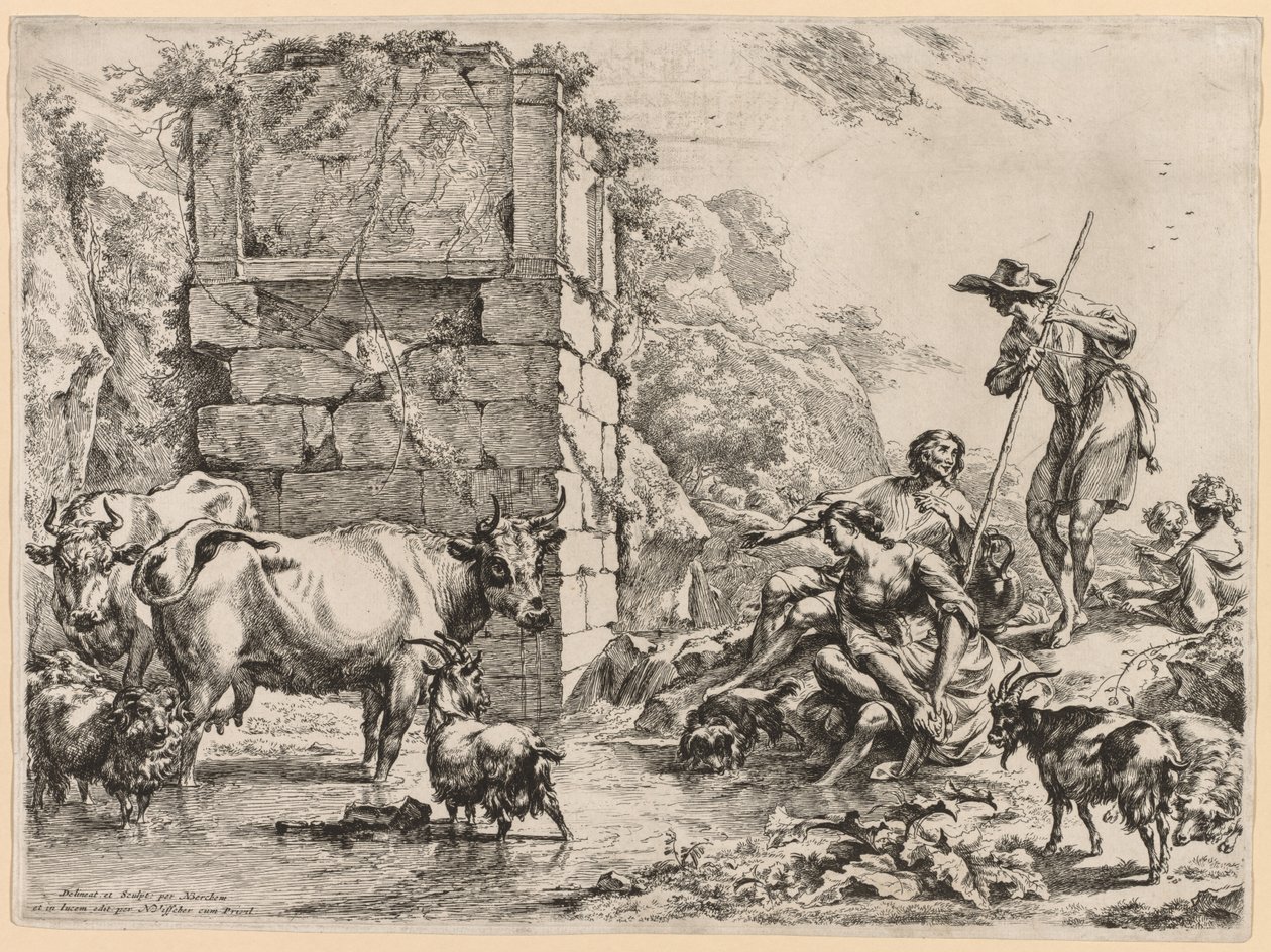 Koen drikker af Nicolaes Berchem