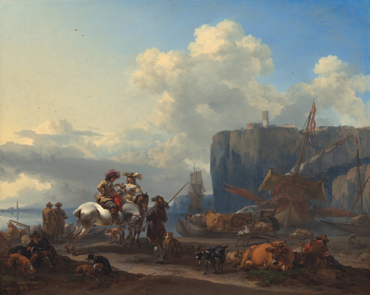 Udsigt over en italiensk havn, begyndelsen af 1660