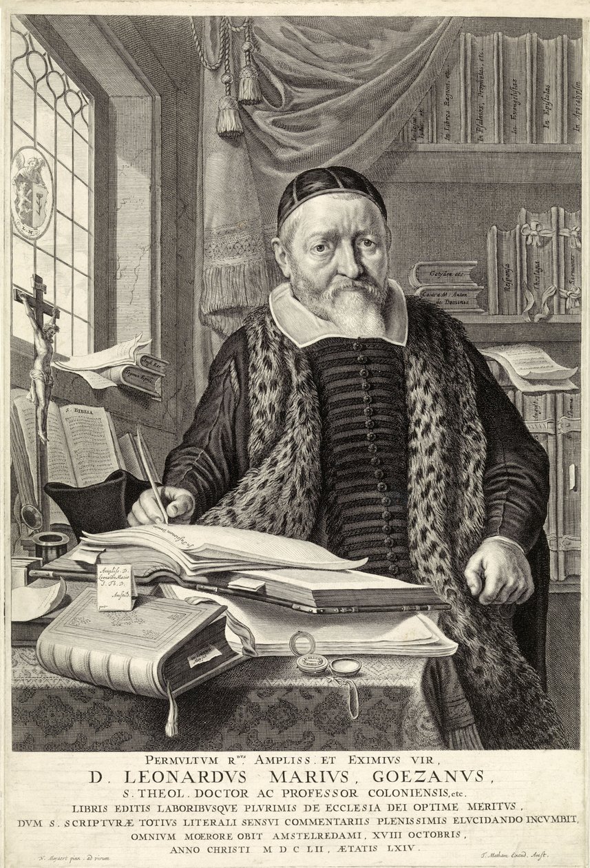 D. Leonardus Marius Goezanus, pub. 1654 (gravering) af Nicolaes Cornelisz (c.1592 1655) Moeyaert