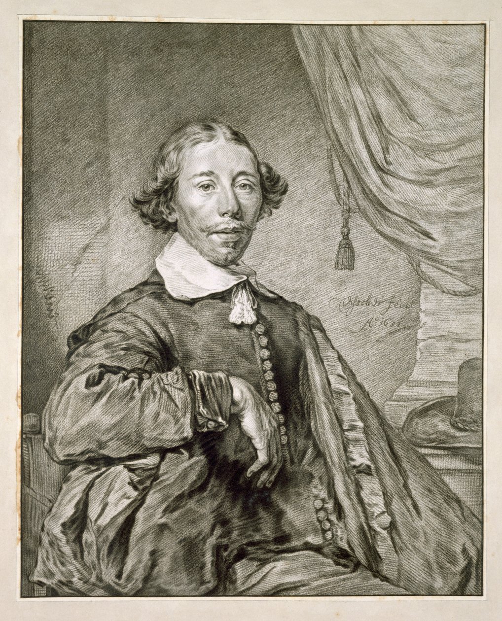 Portræt af en mand, 1681 (litho) af Nicolaes Jansz Visscher