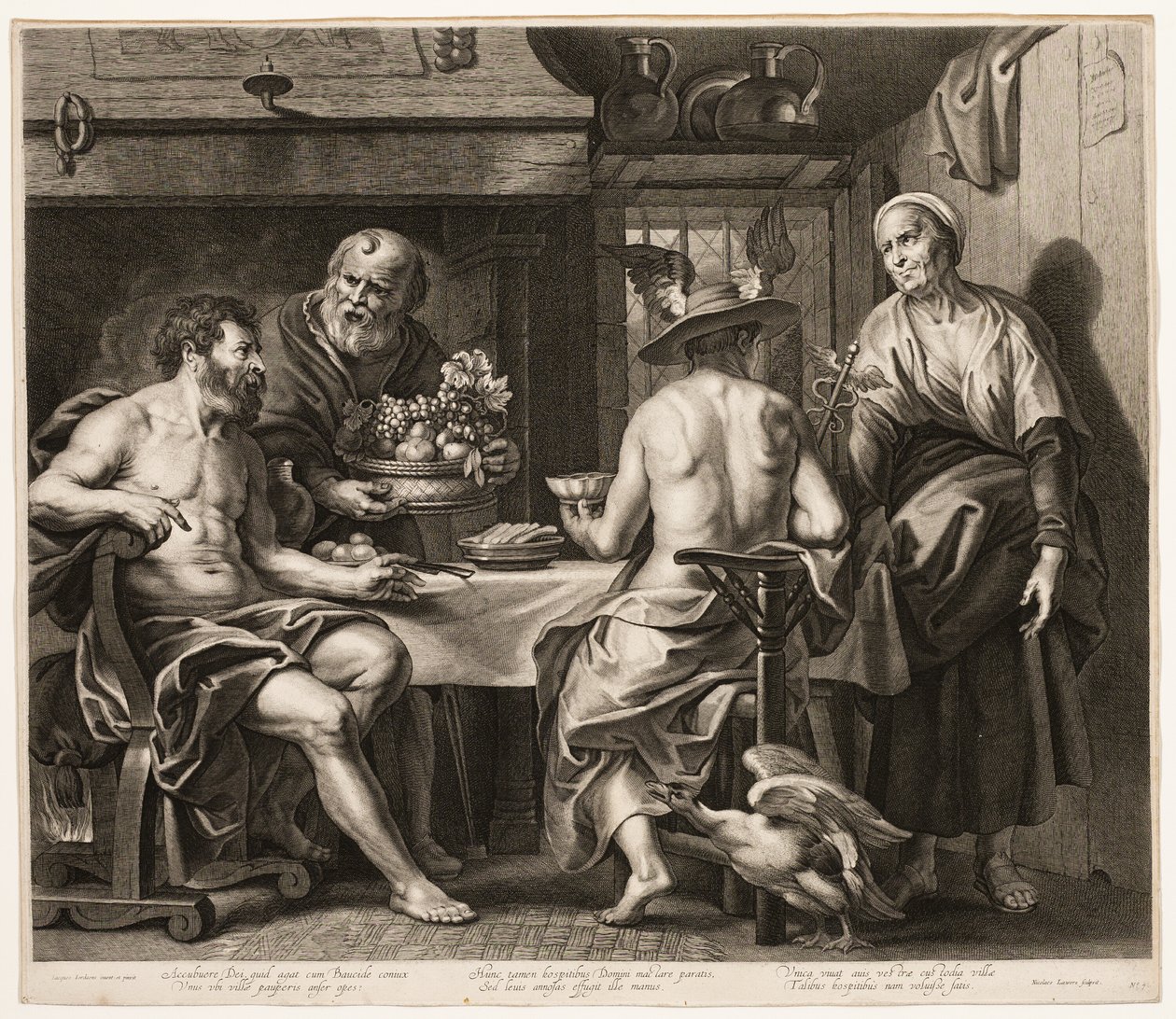Jupiter og Merkur med Baucis og Filemon af Nicolaes Lauwers
