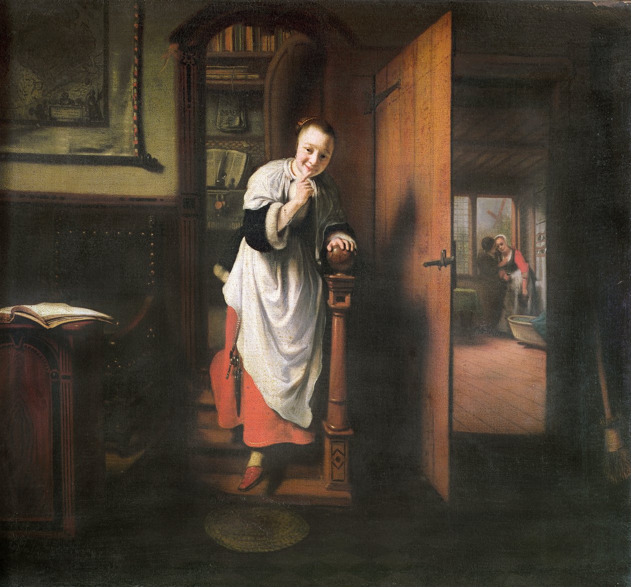 Elskere med en kvinde, der lytter af Nicolaes Maes
