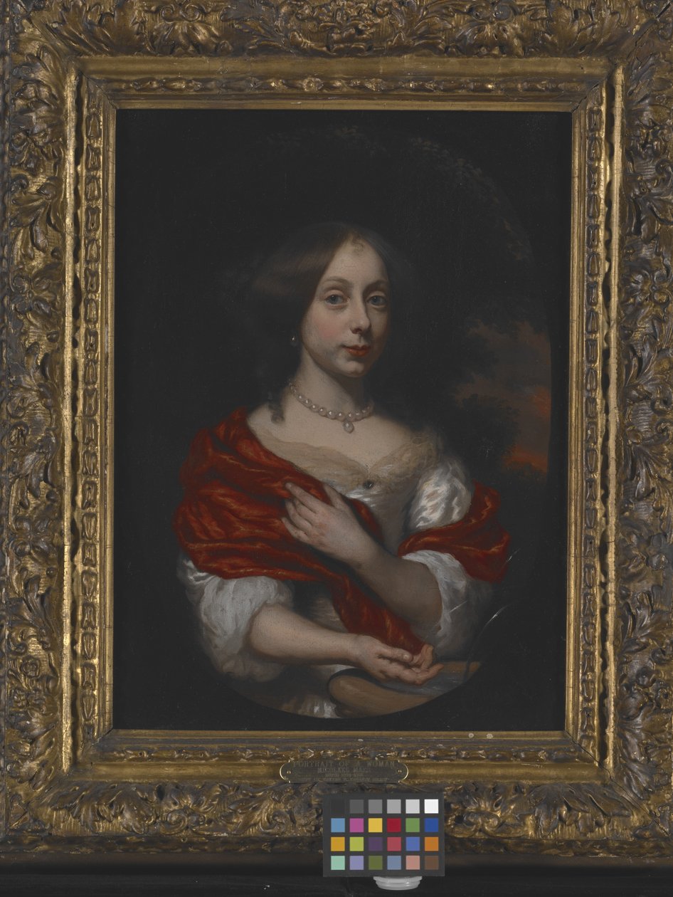 Portræt af en ung dame (olie på lærred) af Nicolaes Maes