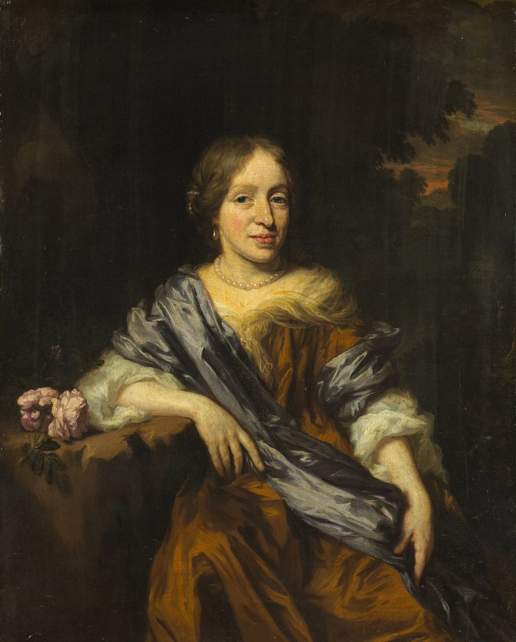 Portræt af Catharina Pottey, søster til Willem og Sara Pottey af Nicolaes Maes