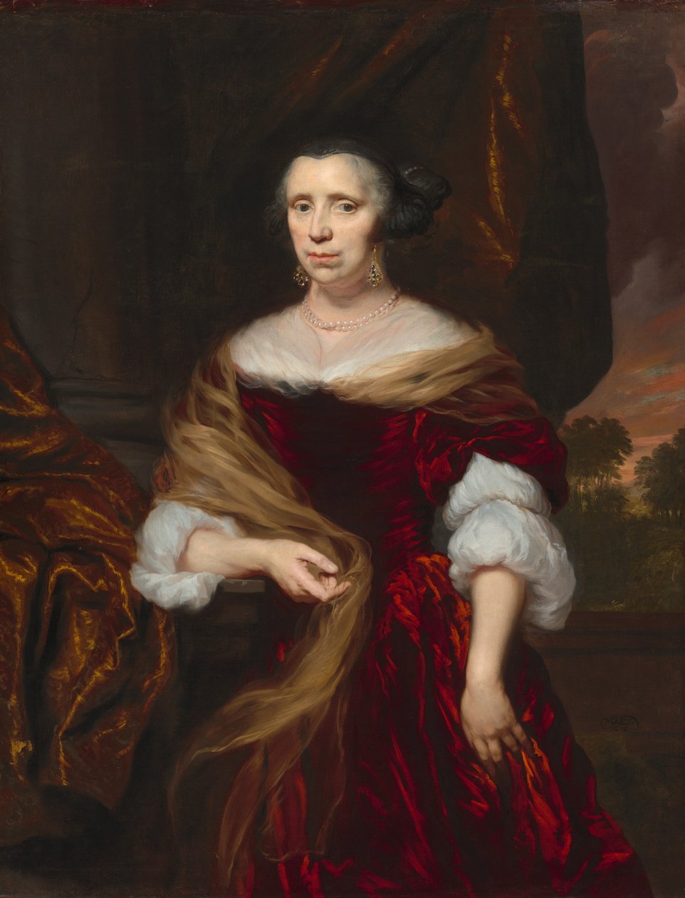 Portræt af en dame, 1676. af Nicolaes Maes