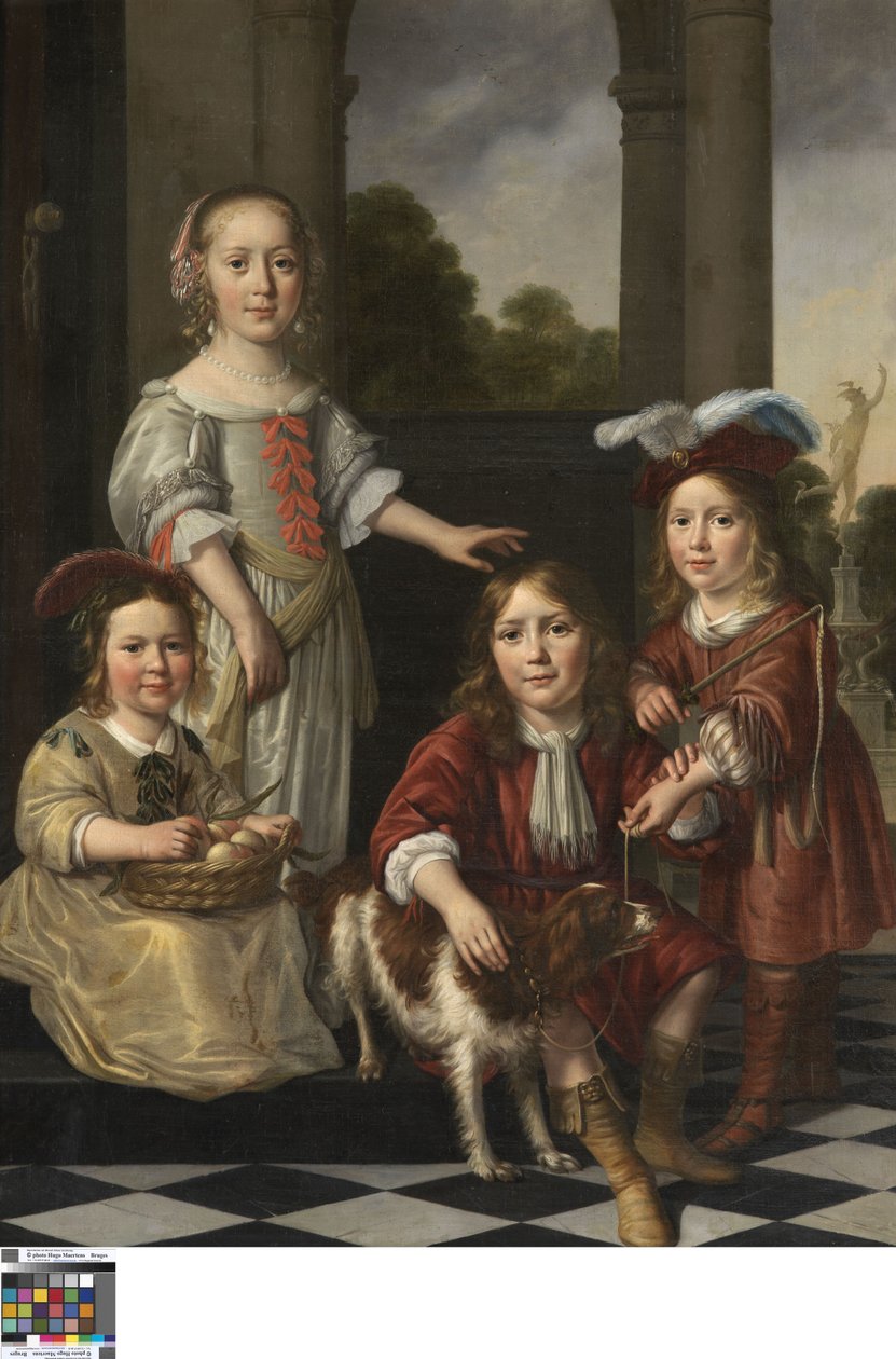 Portræt af fire børn af Nicolaes Maes