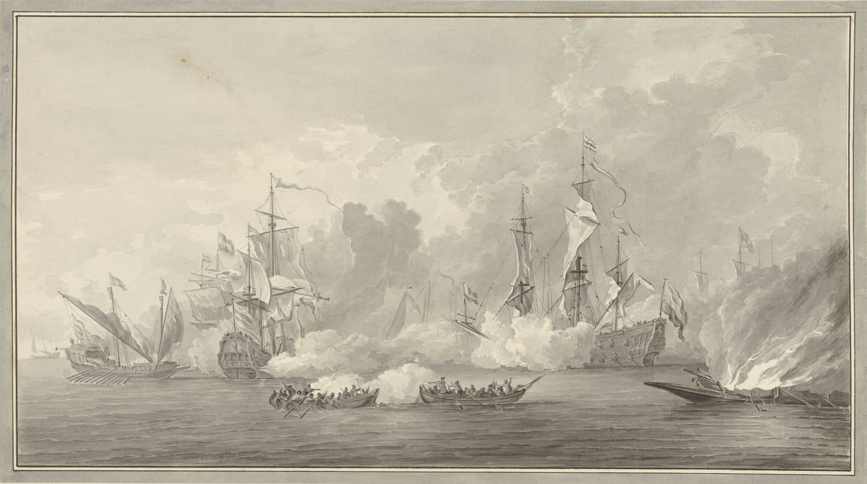 Slaget ved havet, muligvis nær Kijkduin den 21. august 1673 af Nicolaes Muys
