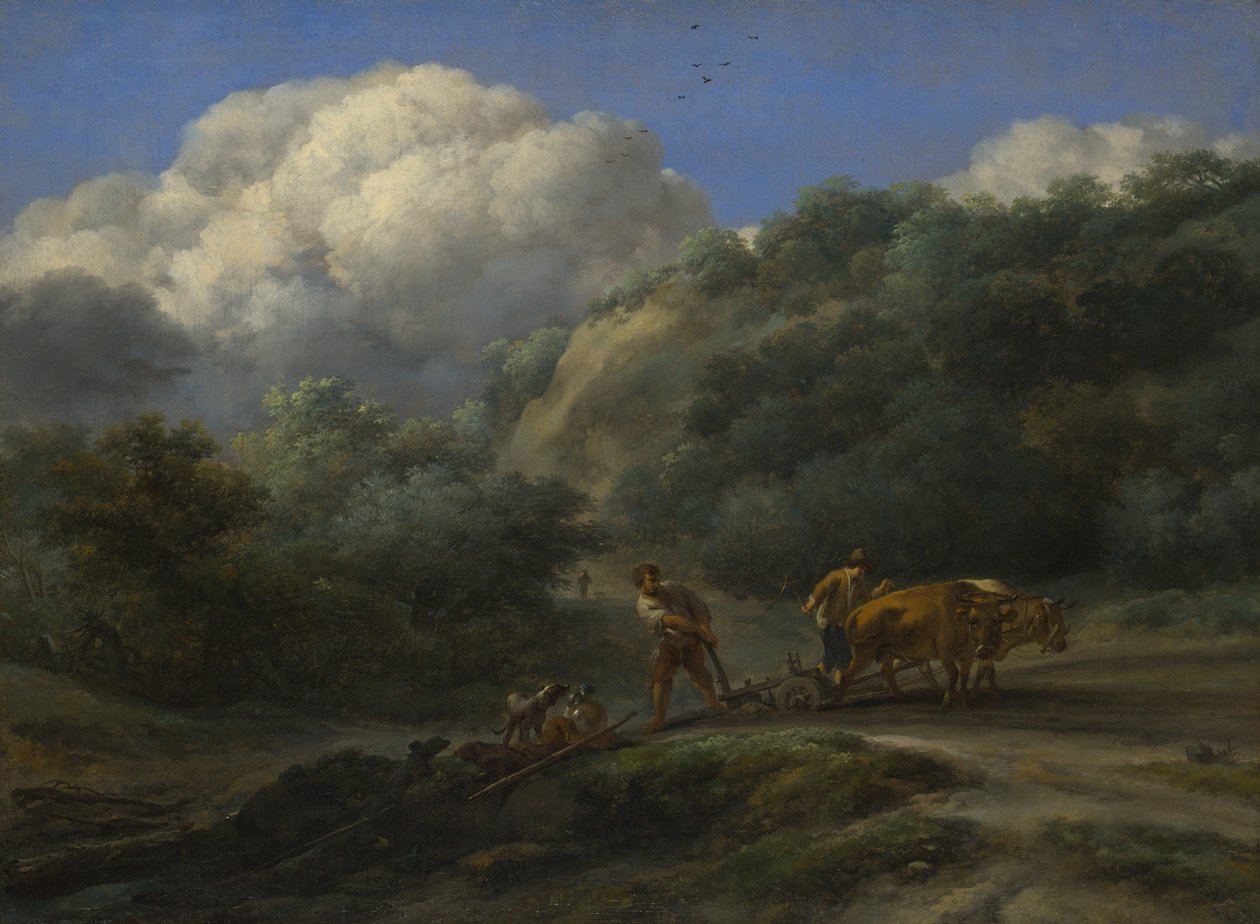 En mand og en ungdom pløjer med okser, ca. 1650 af Nicolaes Pietersz. Berchem
