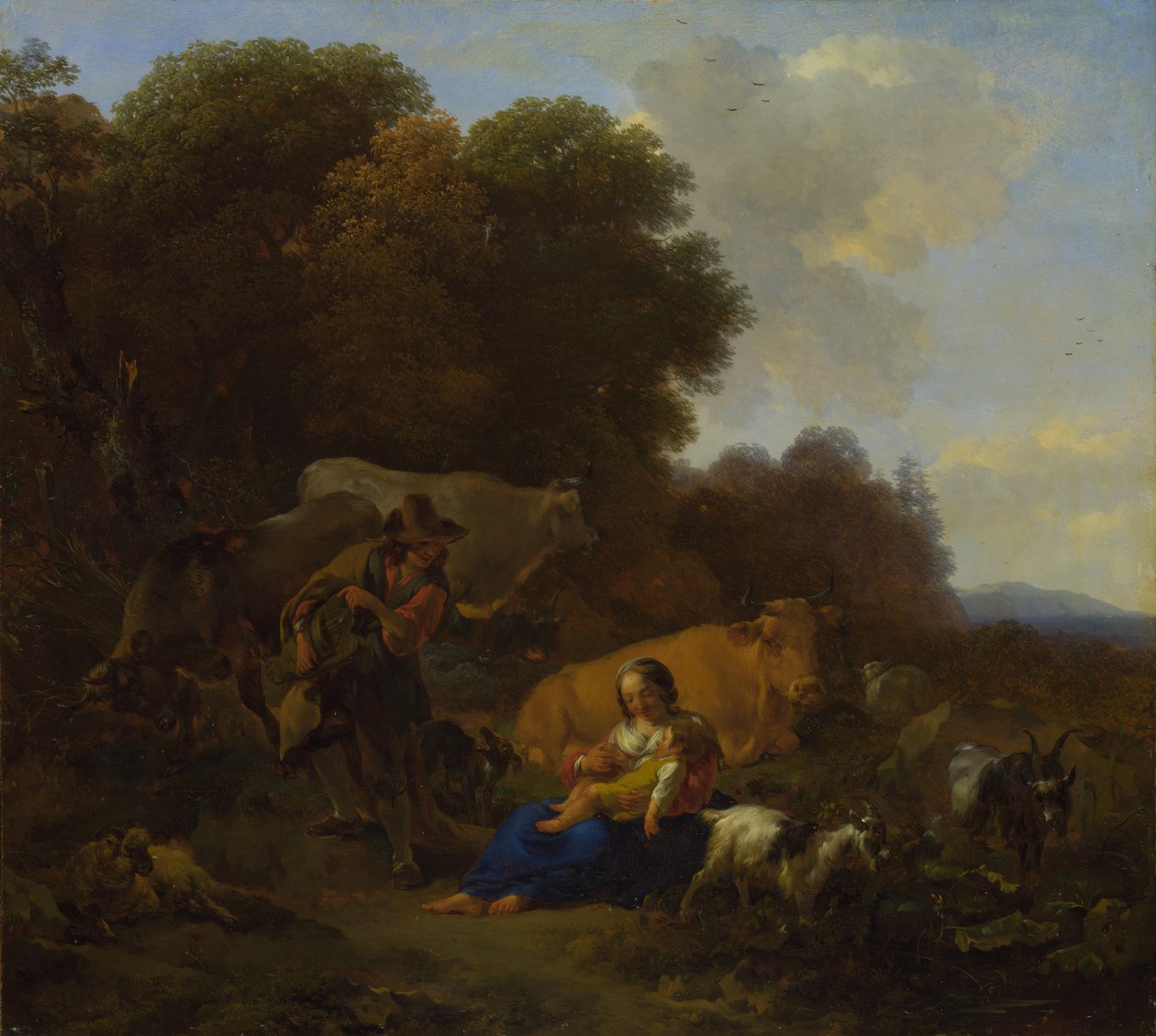 En bonde, der spiller en Hurdy-Gurdy for en kvinde og et barn, 1658 af Nicolaes Pietersz. Berchem