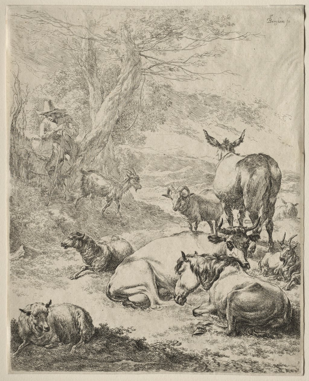 Dyr i ro. af Nicolaes Pietersz. Berchem