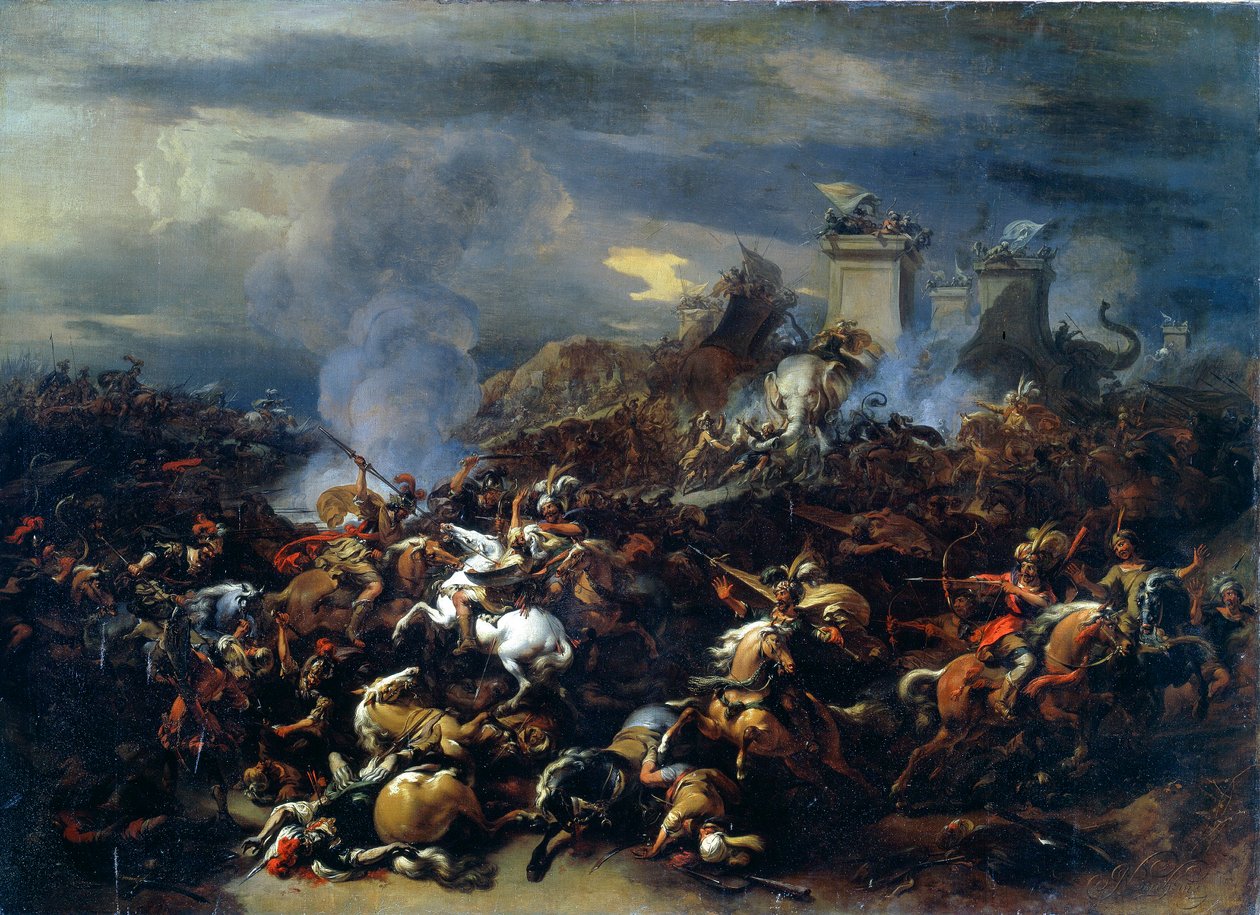 Slaget mellem Alexander og Porus, 326 f.Kr., midten til slutningen af det 17. århundrede af Nicolaes Pietersz. Berchem