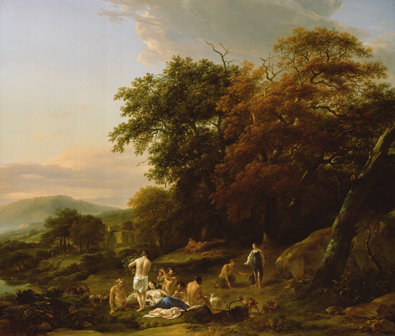 Jægerinden Diana overrasker en bacchanalsk fest af Nicolaes Pietersz. Berchem