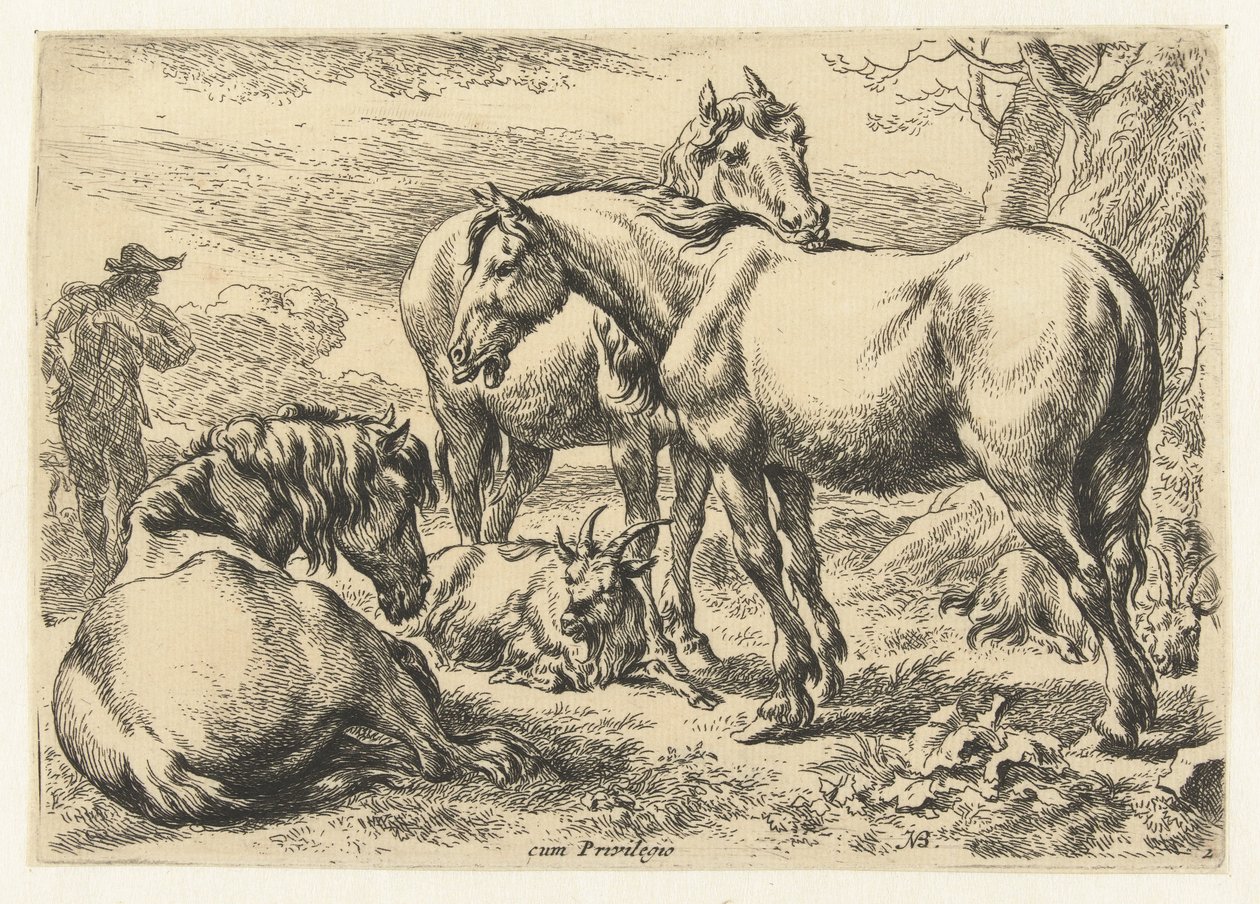 Tre heste Dyr (serietitel) af Nicolaes Pietersz Berchem