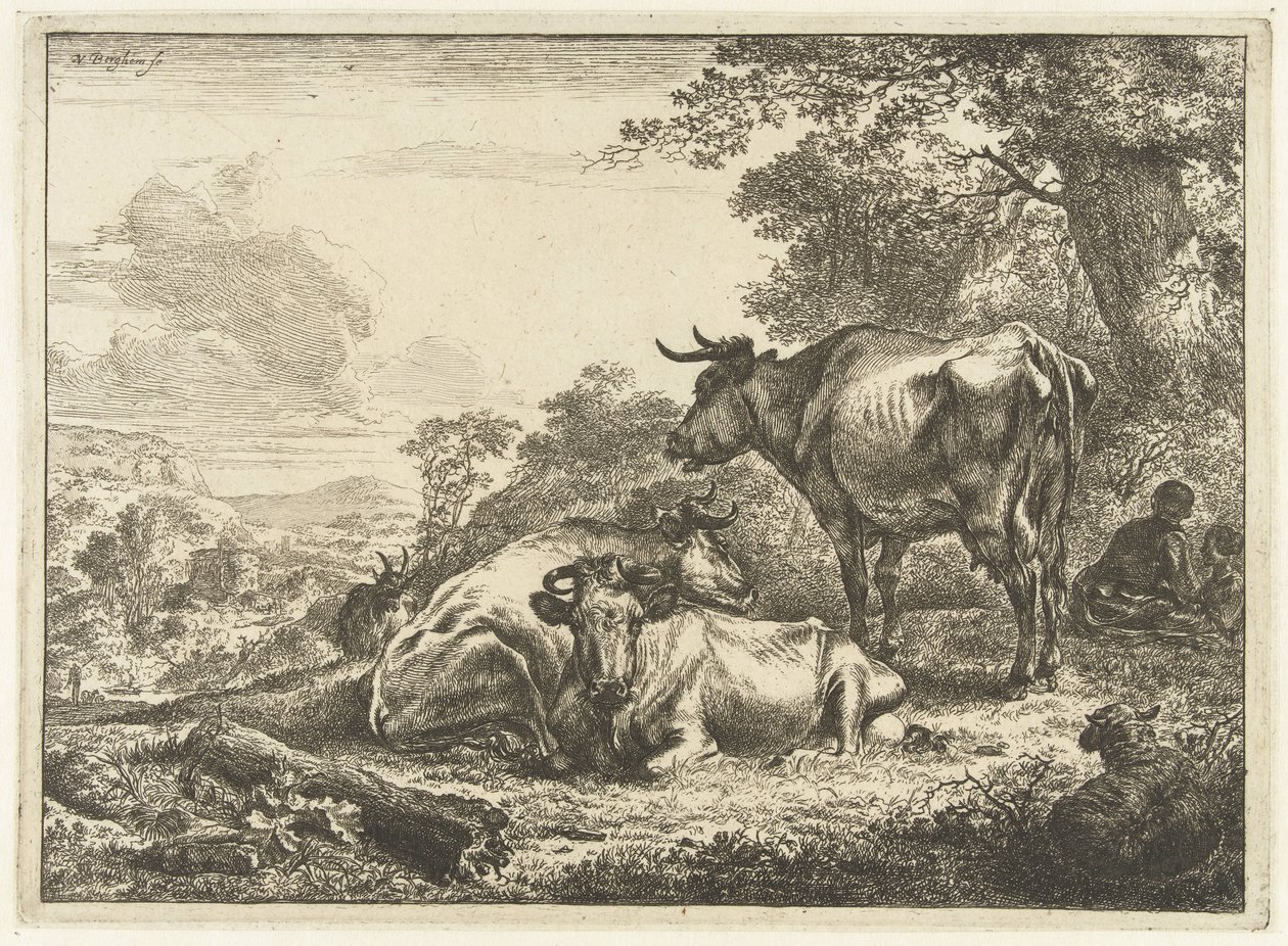 Tre hvilende køer af Nicolaes Pietersz Berchem