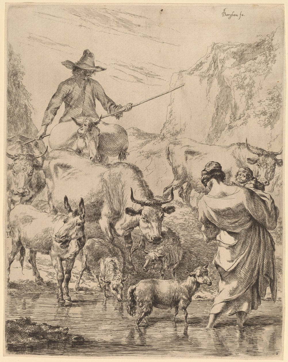 Flok krydser bækken af Nicolaes Pietersz Berchem