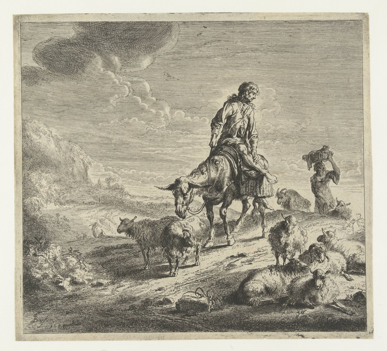 Mand på et æsel af Nicolaes Pietersz Berchem