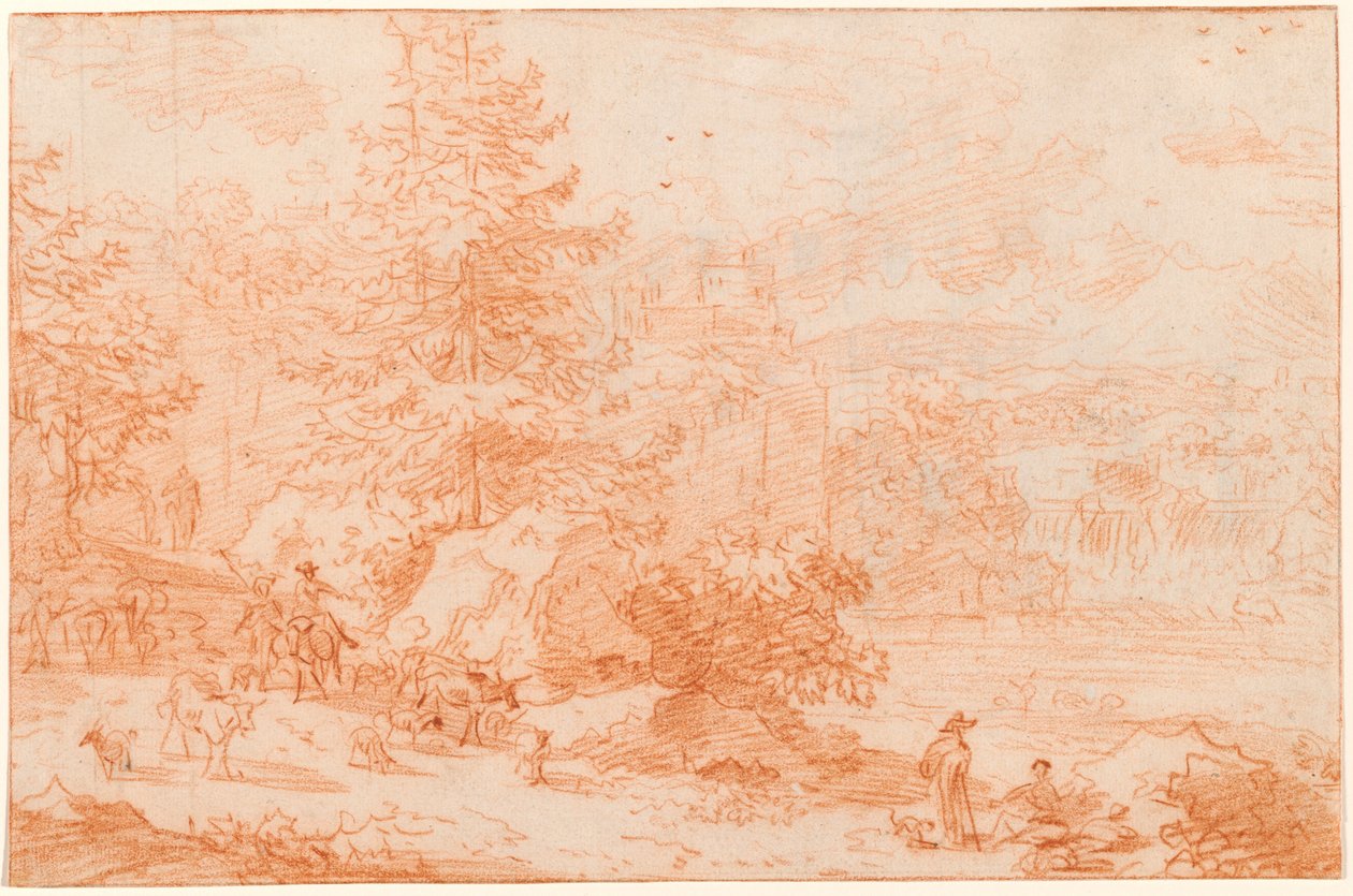 Northern Landscape Fantasy Evoking Tivoli af Nicolaes Pietersz Berchem