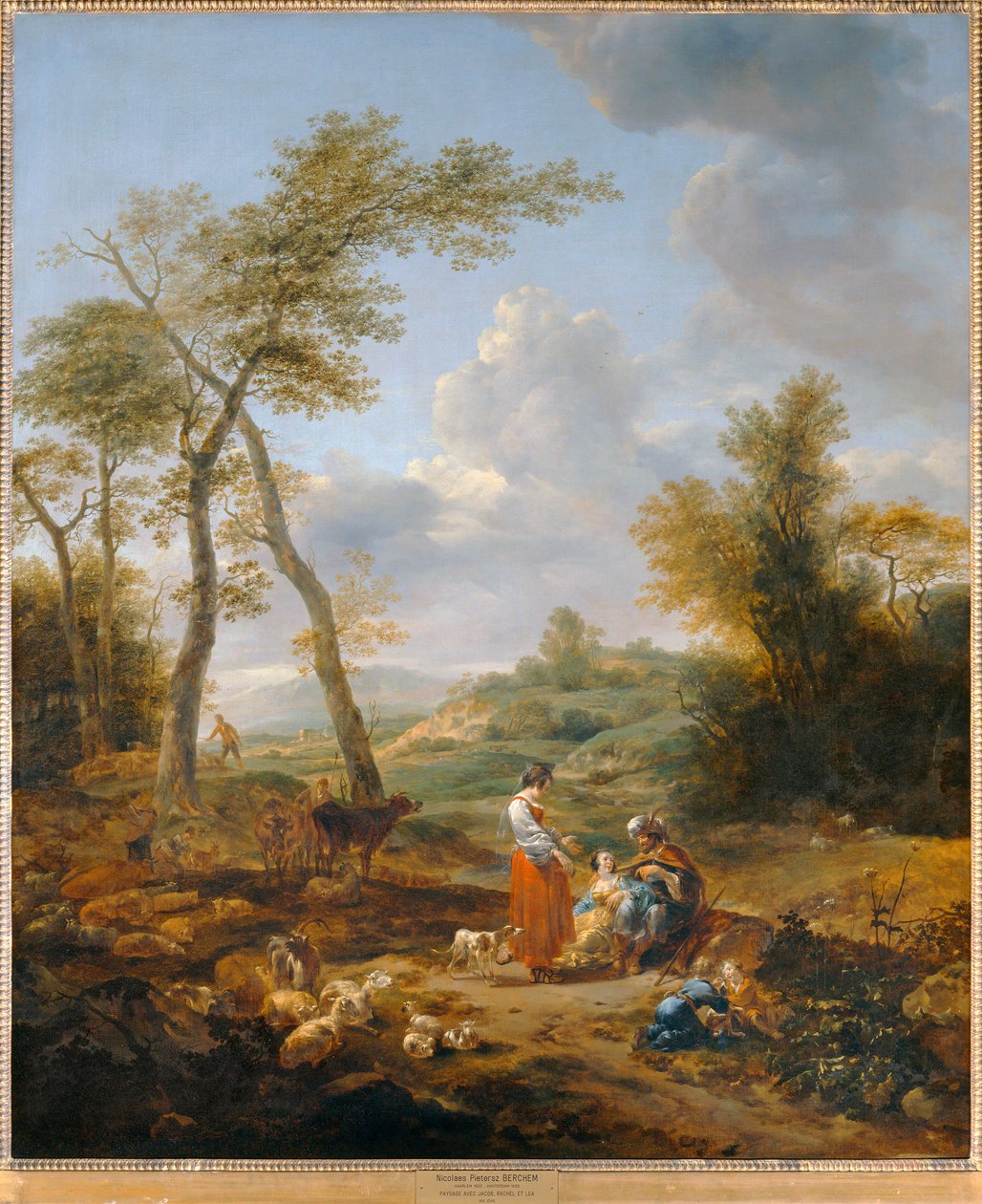 Landskab med Elkana og hans to koner Anna og Pennina ... af Nicolaes Pietersz. Berchem
