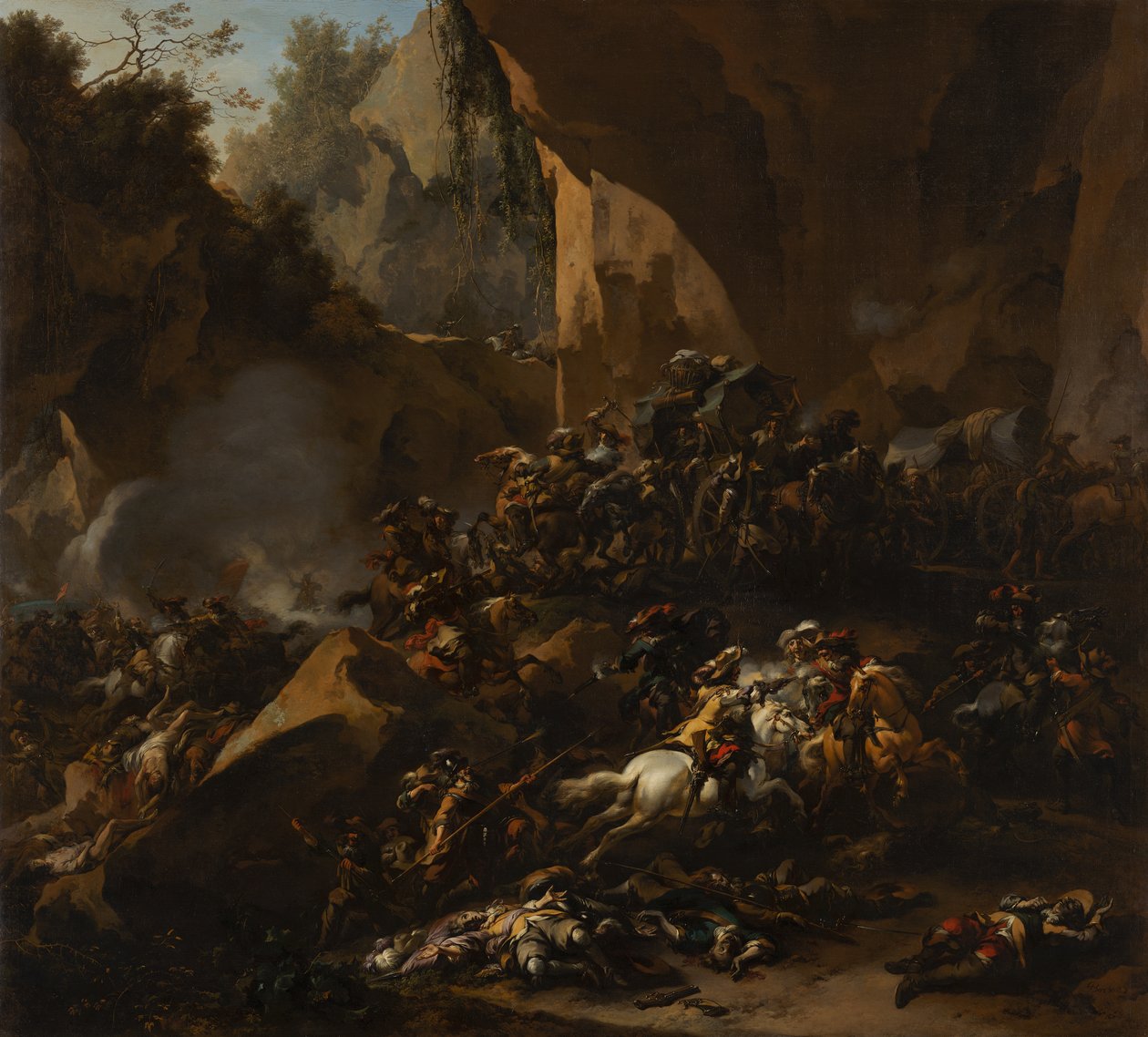 Rejsende overfaldet af Brigands af Nicolaes Pietersz Berchem