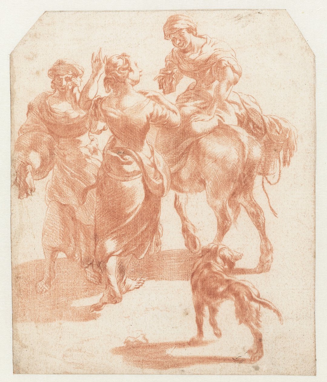 To kvinder gående og en kvinde på et æsel af Nicolaes Pietersz Berchem