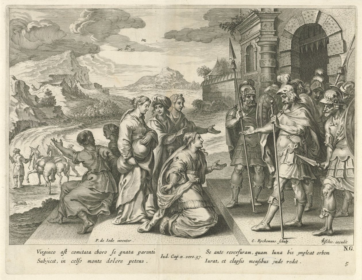 Jefta giver sin datter tilladelse til at gå op i bjergene Jeftas historie (serietitel) af Nicolaes Ryckmans