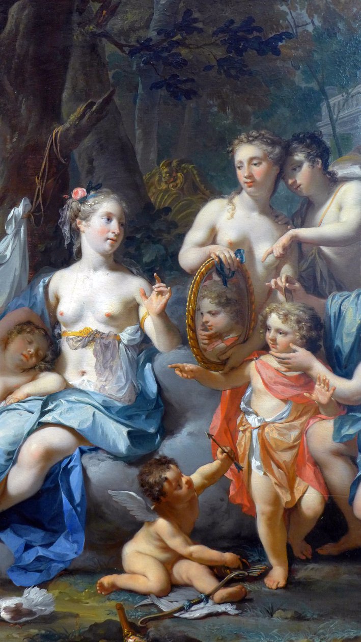 Sovende kærlighed: detalje. 1700-tallet (olie på lærred) af Nicolaes Verkolje