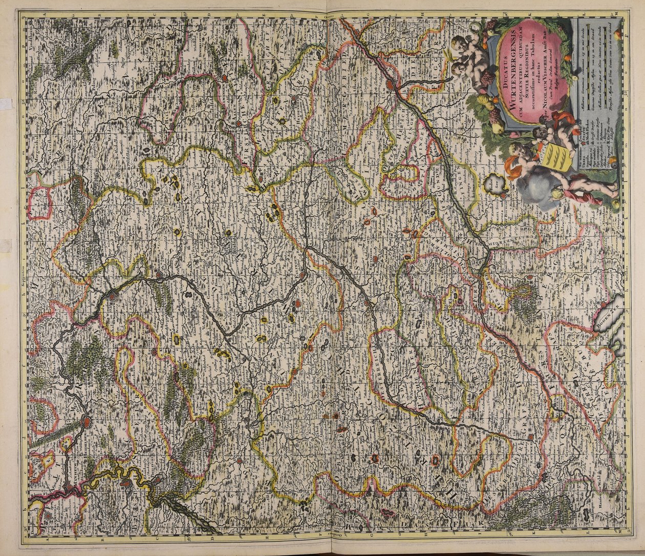 Ducatus Wurtenbergensis cum adjacentibus quibusdam Sueviae regionibus accuratissime in hanc tabulam redactus af Nicolaes Visscher