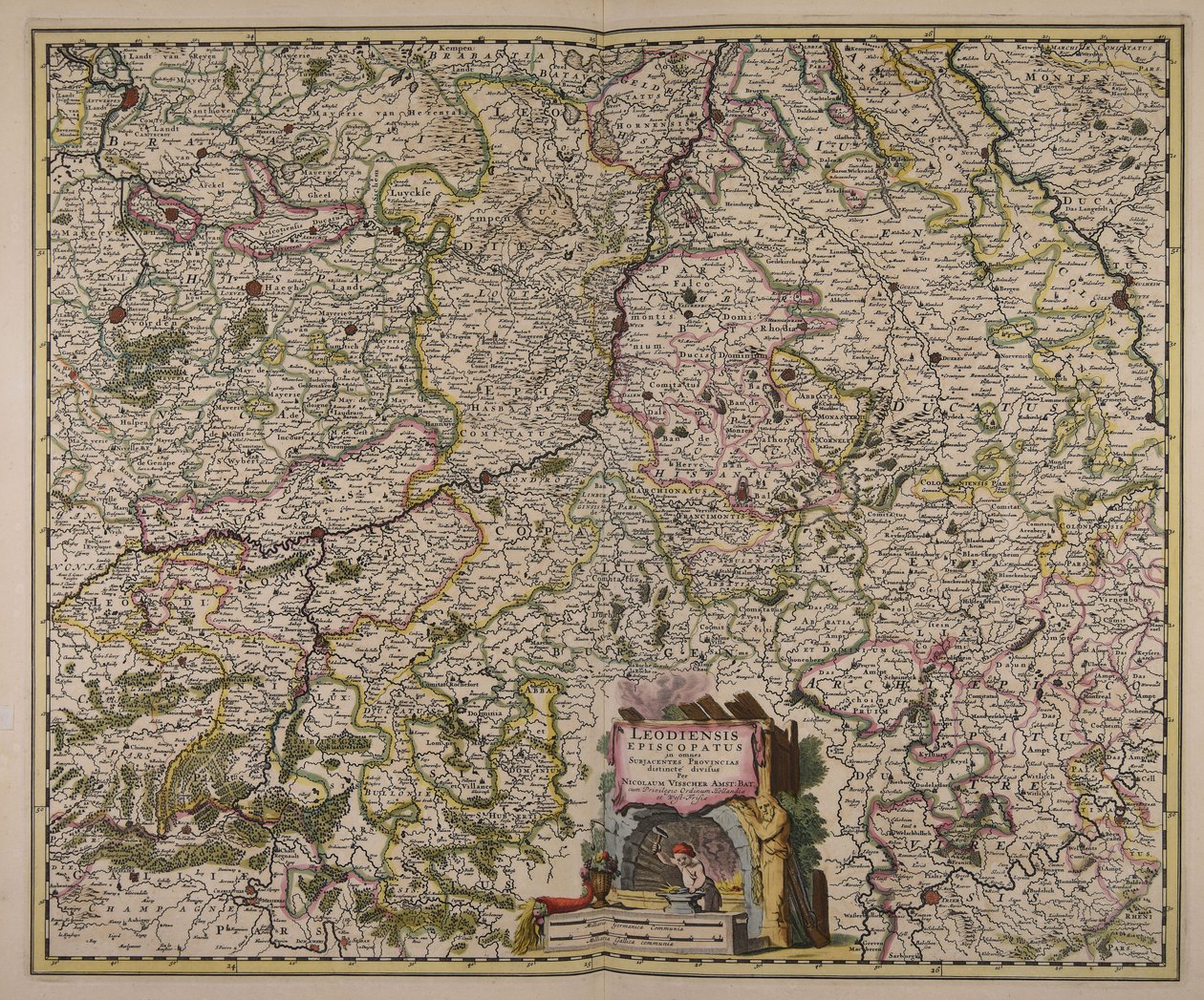 Leodiensis episcopatus in omnes subjacentes provincias distincté divisus af Nicolaes Visscher