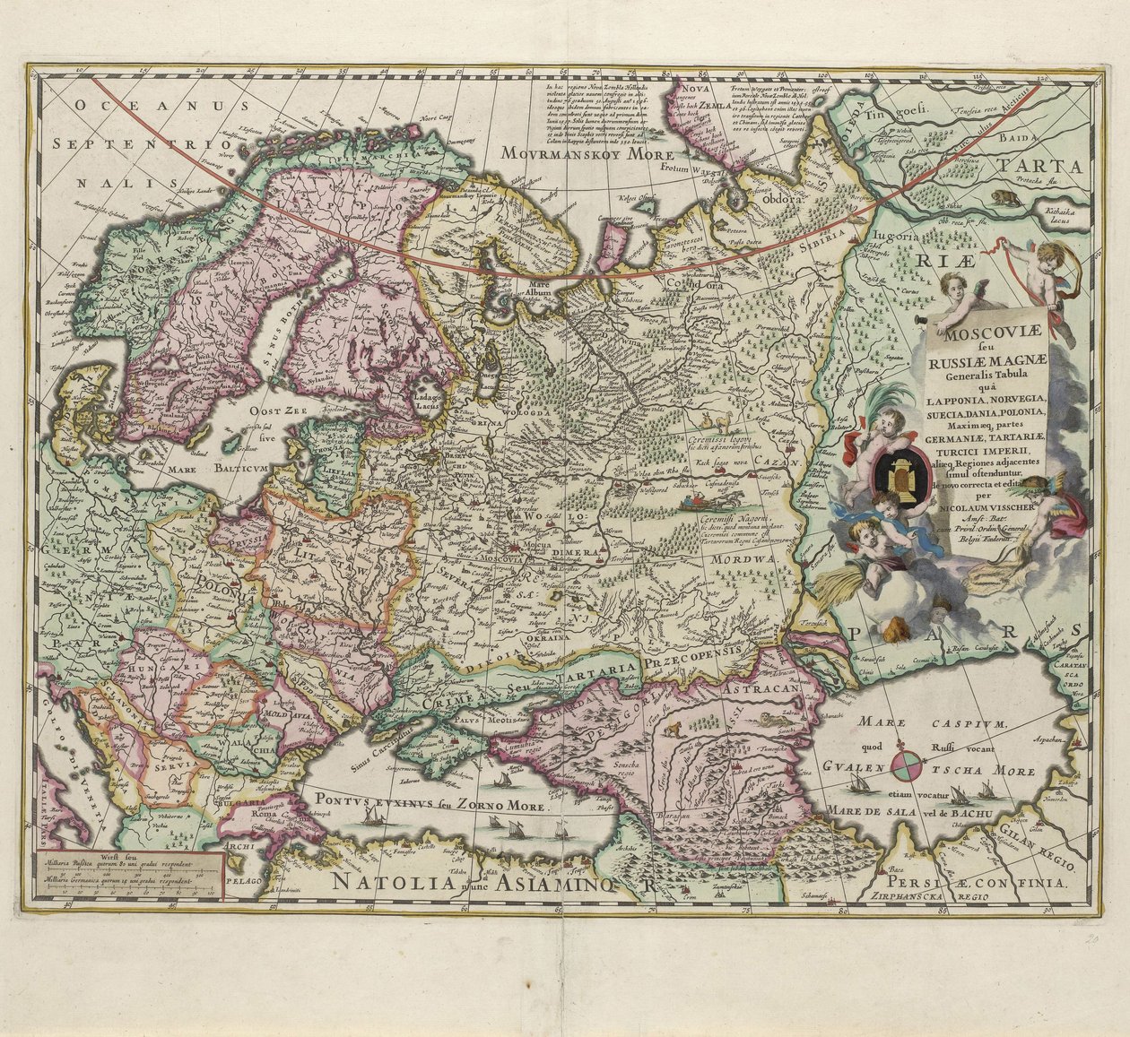 Kort over Rusland, anden halvdel af det 17. århundrede af Nicolaes Visscher