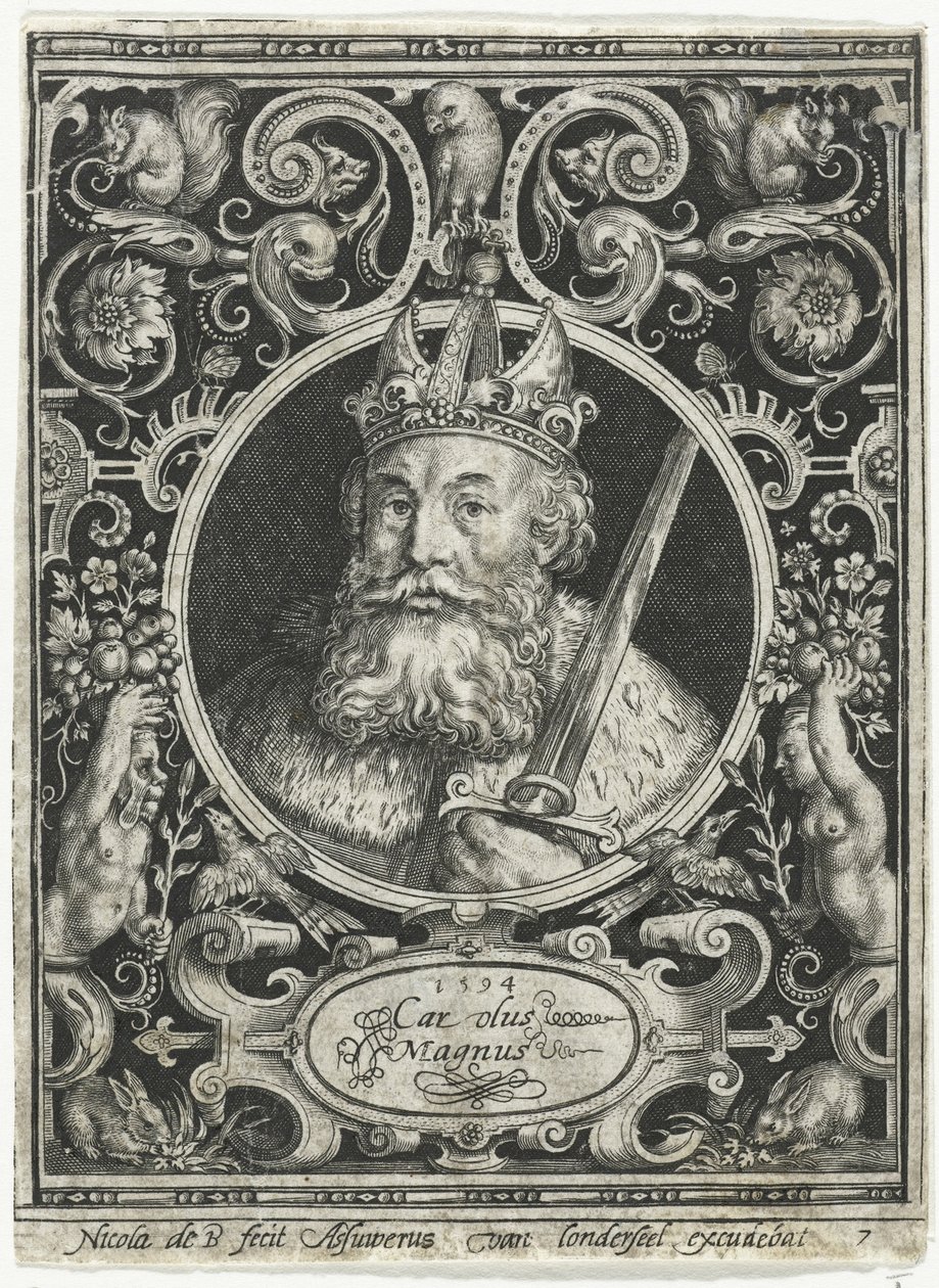 Charles den Store, frankernes konge, 1594 af Nicolaes de Bruyn