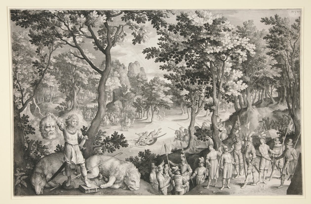 David og Goliat af Nicolaes de Bruyn