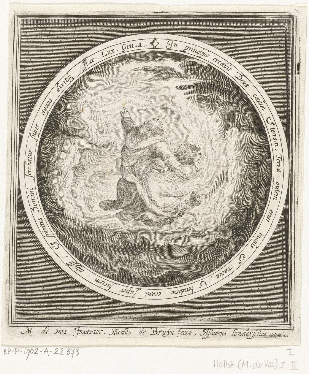 Første skabelsesdag: Gud skaber himmel og jord Fra skabelse til uddrivelse fra paradis (serietitel) af Nicolaes de Bruyn