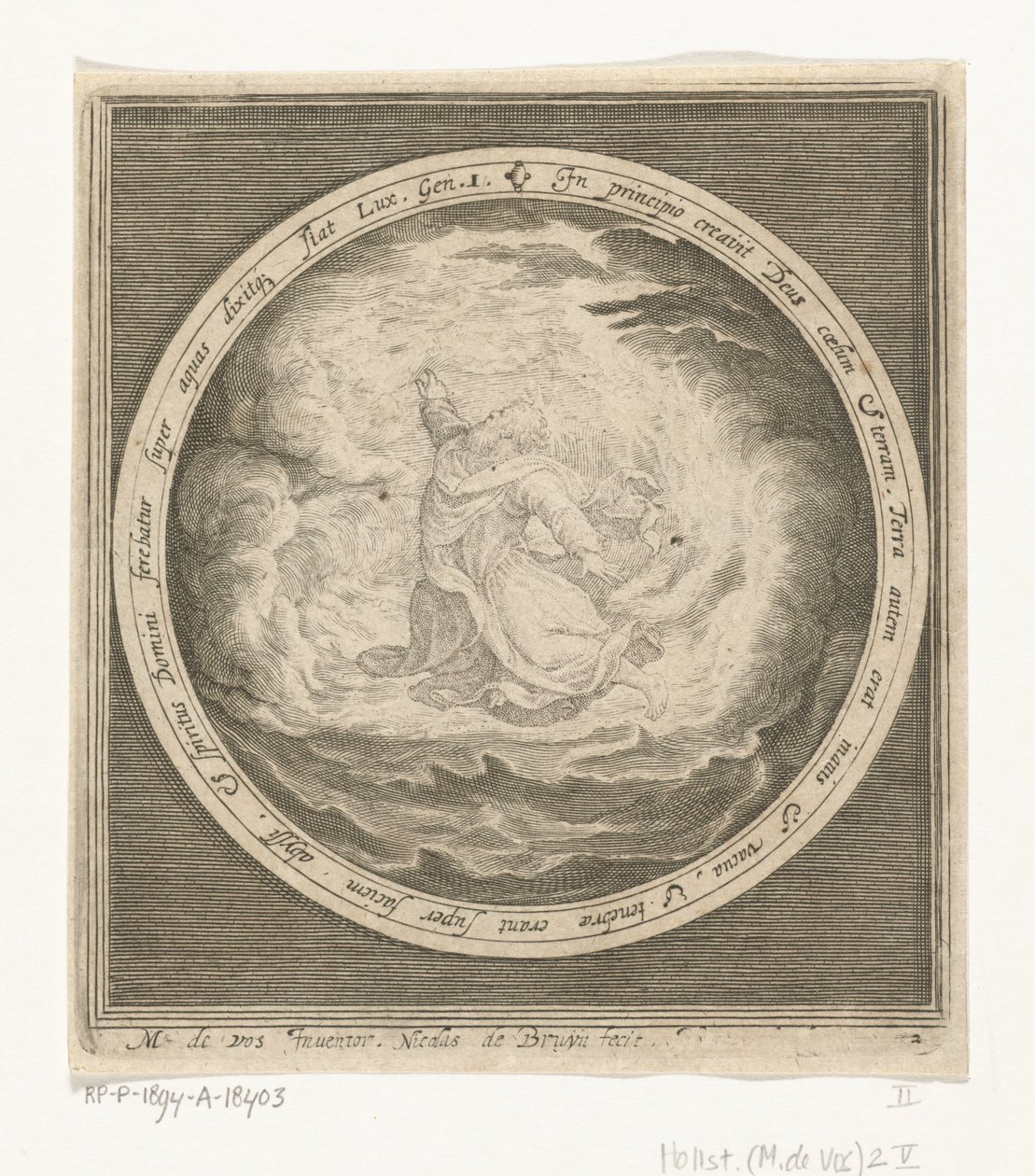 Første skabelsesdag: Gud skaber himmel og jord Fra skabelse til uddrivelse fra paradis (serietitel) af Nicolaes de Bruyn