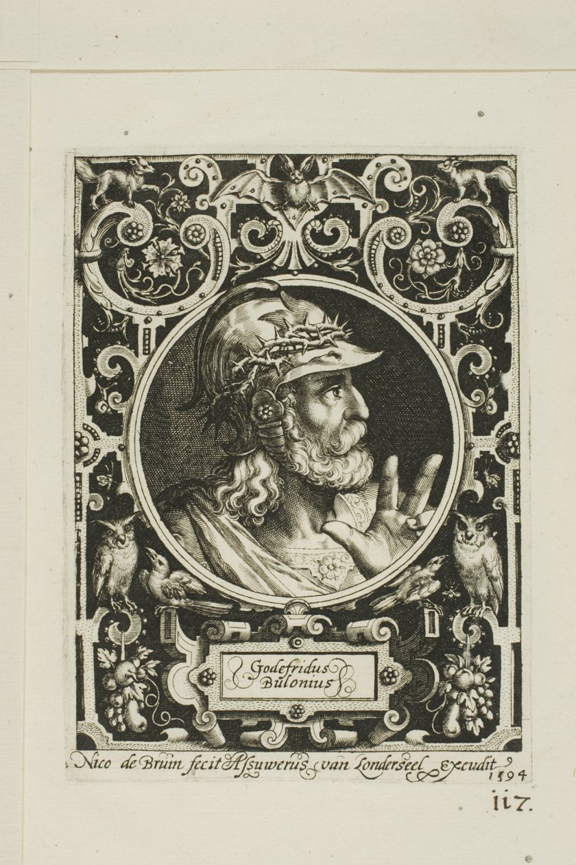 Godfrey of Bouillon, tallerken ni fra The Nine Worthies af Nicolaes de Bruyn
