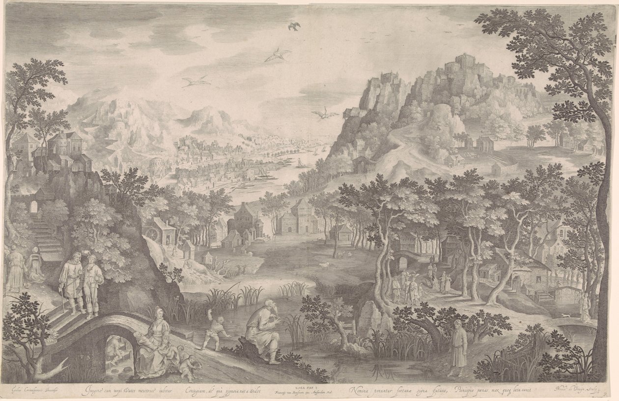 Hosea og den utro kvinde i et landskab af Nicolaes de Bruyn