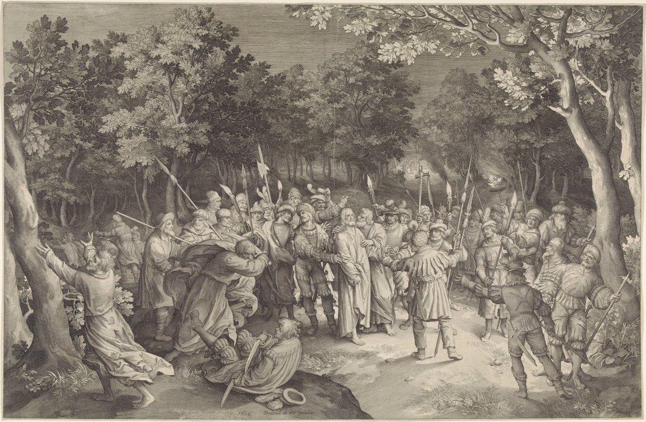 Judas Kys og Kristi arrestation af Nicolaes de Bruyn