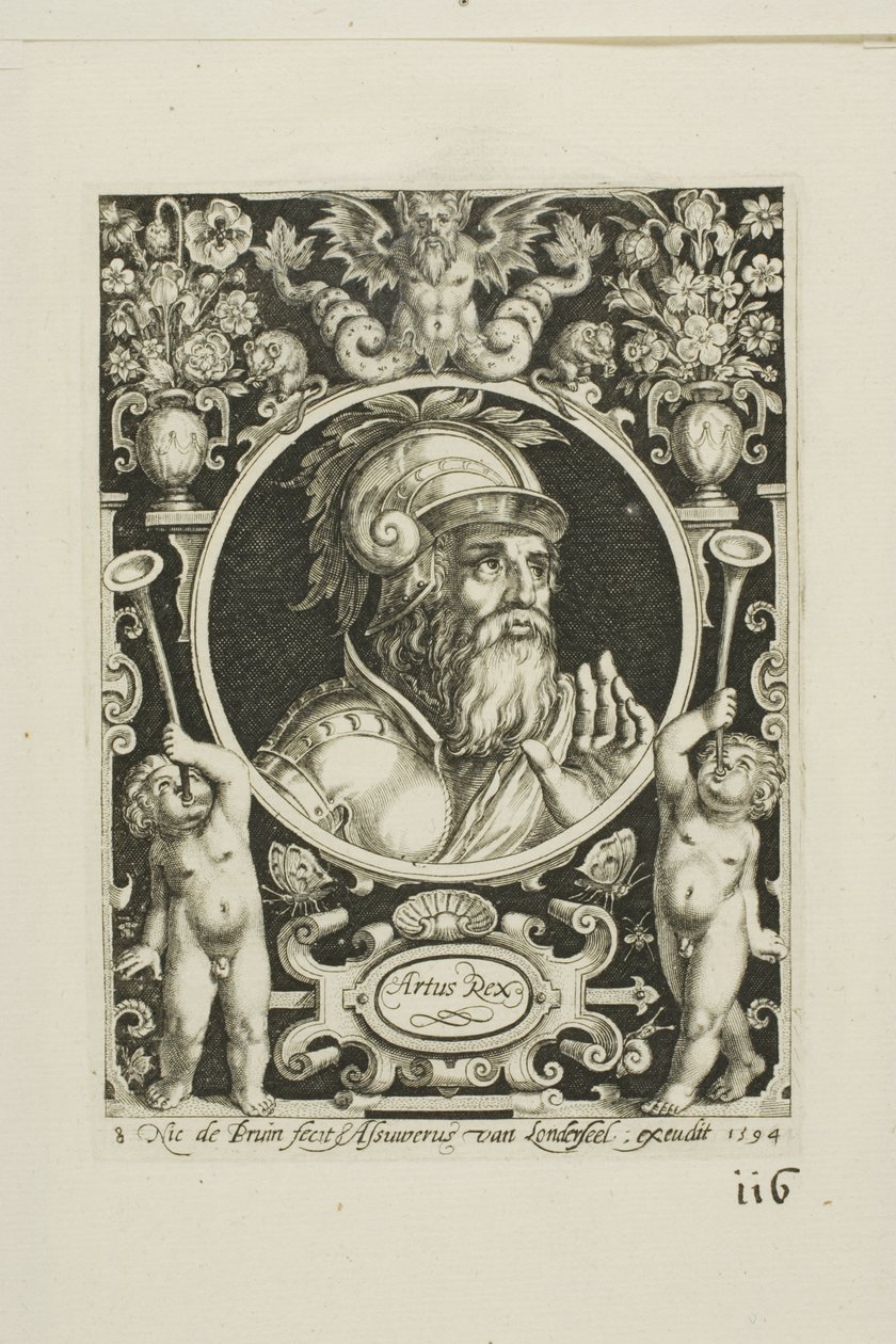 King Arthur, tallerken otte fra The Nine Worthies af Nicolaes de Bruyn