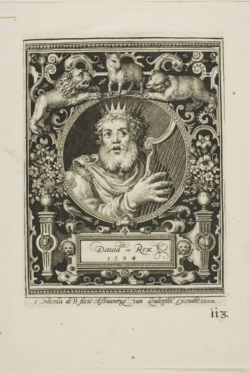 Kong David, planche fem fra The Nine Worthies af Nicolaes de Bruyn