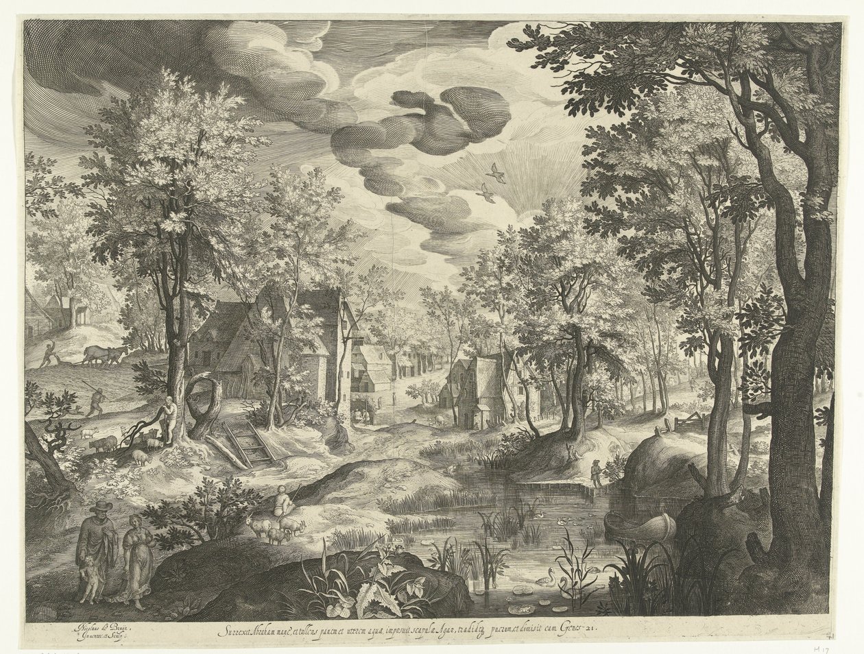 Landskab med Hagar og Ismael af Nicolaes de Bruyn