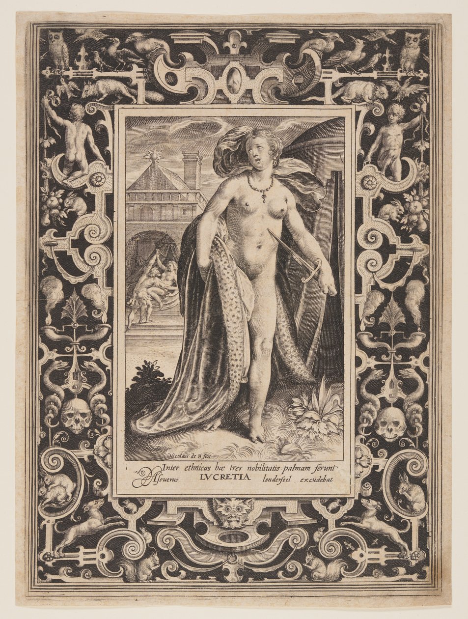 Lucretia, plade 1 fra De ni værdige af Nicolaes de Bruyn